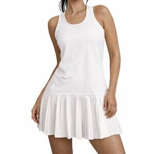 Official Wimbledon Activewear Coletta White Pleated Tennis Dress Racerback Sz S